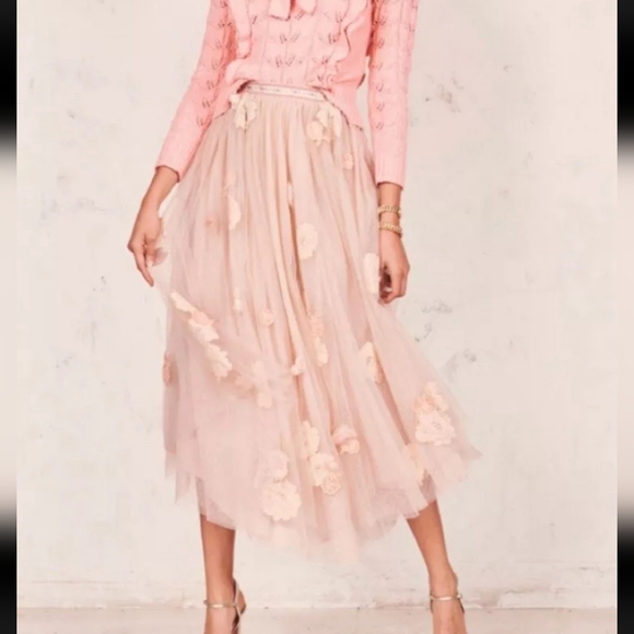 LoveShackFancy Dresses & Skirts - Loveshackfancy LSF rowena tulle floral 3d midi skirt 4